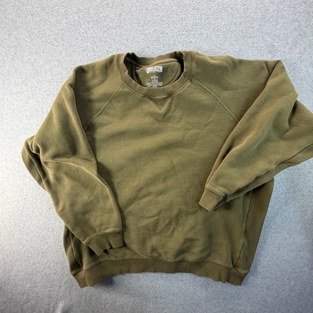 Duluth Trading Co Mens XLT Olive Green Heavyweight Raglan Crewneck Sweatshirt